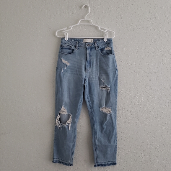 Abercrombie and Fitch Distressed Mom Jeans - Picture 1 of 6